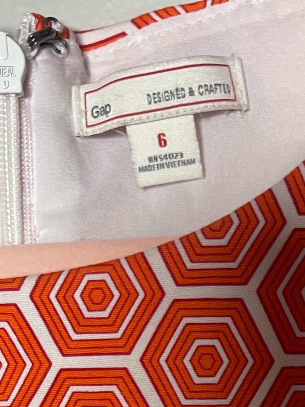 GAP Orange Geometric Print Sleeveless Shift Dress size 6 mod - Picture 5 of 5